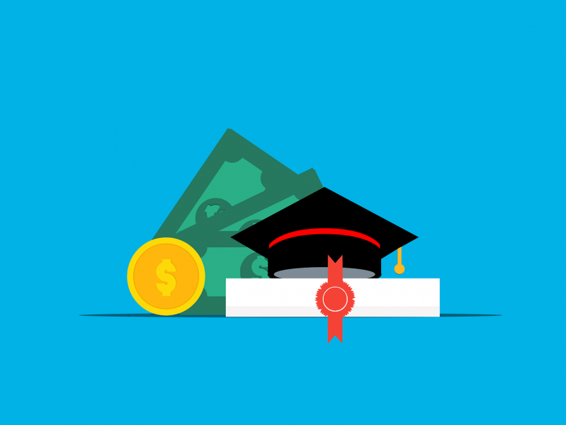 Money and Graduation Cap and Diploma